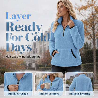 Women's Half-Zip Warm Plush Sweatshirt