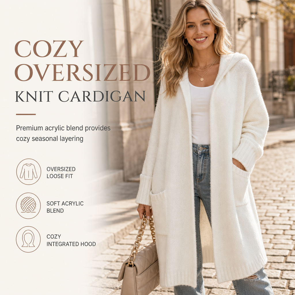 Women's Long Hooded Knit Cardigan
