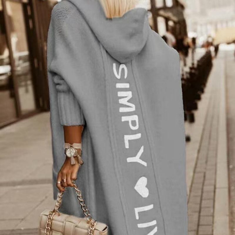 Women's Long Hooded Knit Cardigan