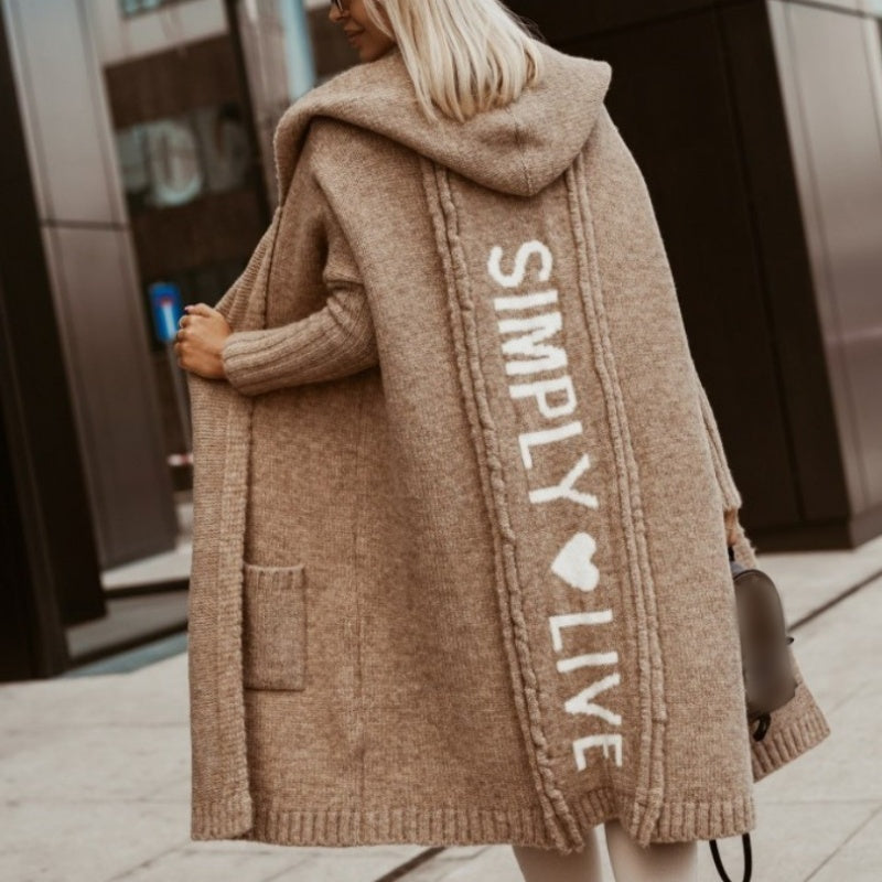 Women's Long Hooded Knit Cardigan