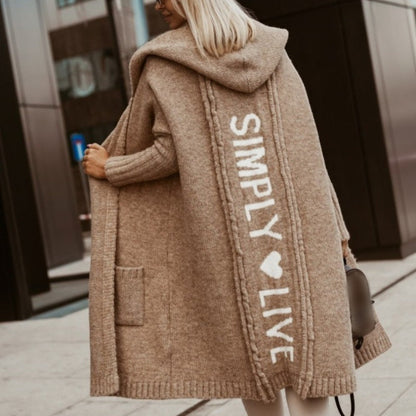 Women's Long Hooded Knit Cardigan