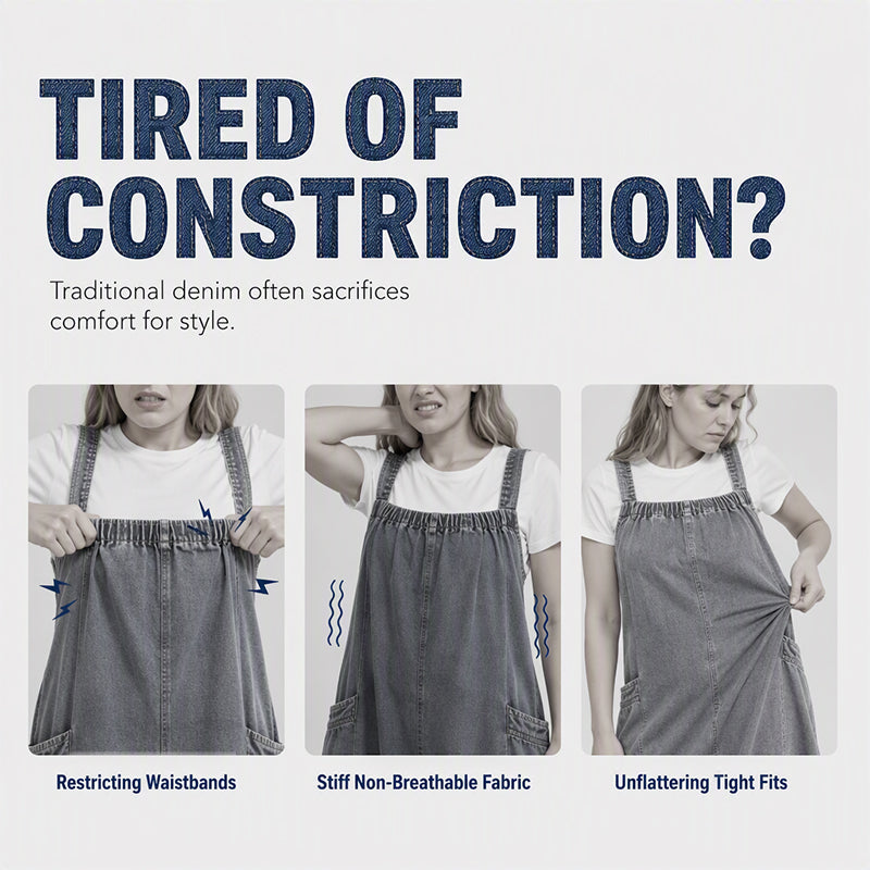 Women's Oversized Casual Denim Suspender Maxi Dress