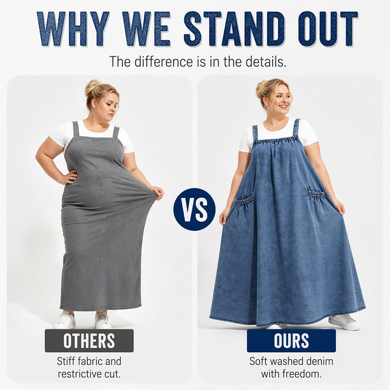 Women's Oversized Casual Denim Suspender Maxi Dress