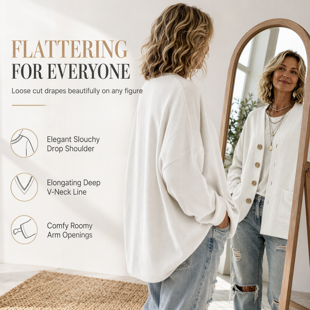 Women's Casual Corduroy V-Neck Cardigan Coat