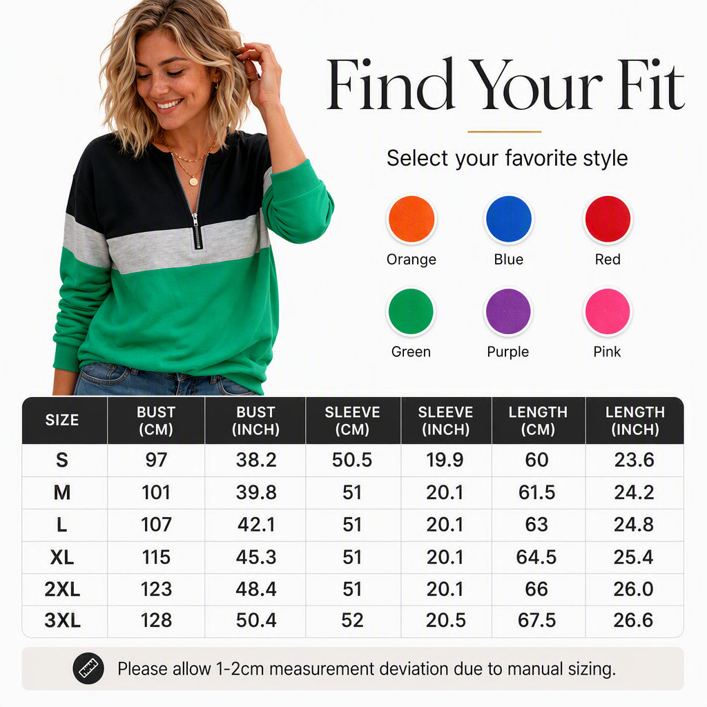 Women's Color-Block Half-Zip Sweatshirt
