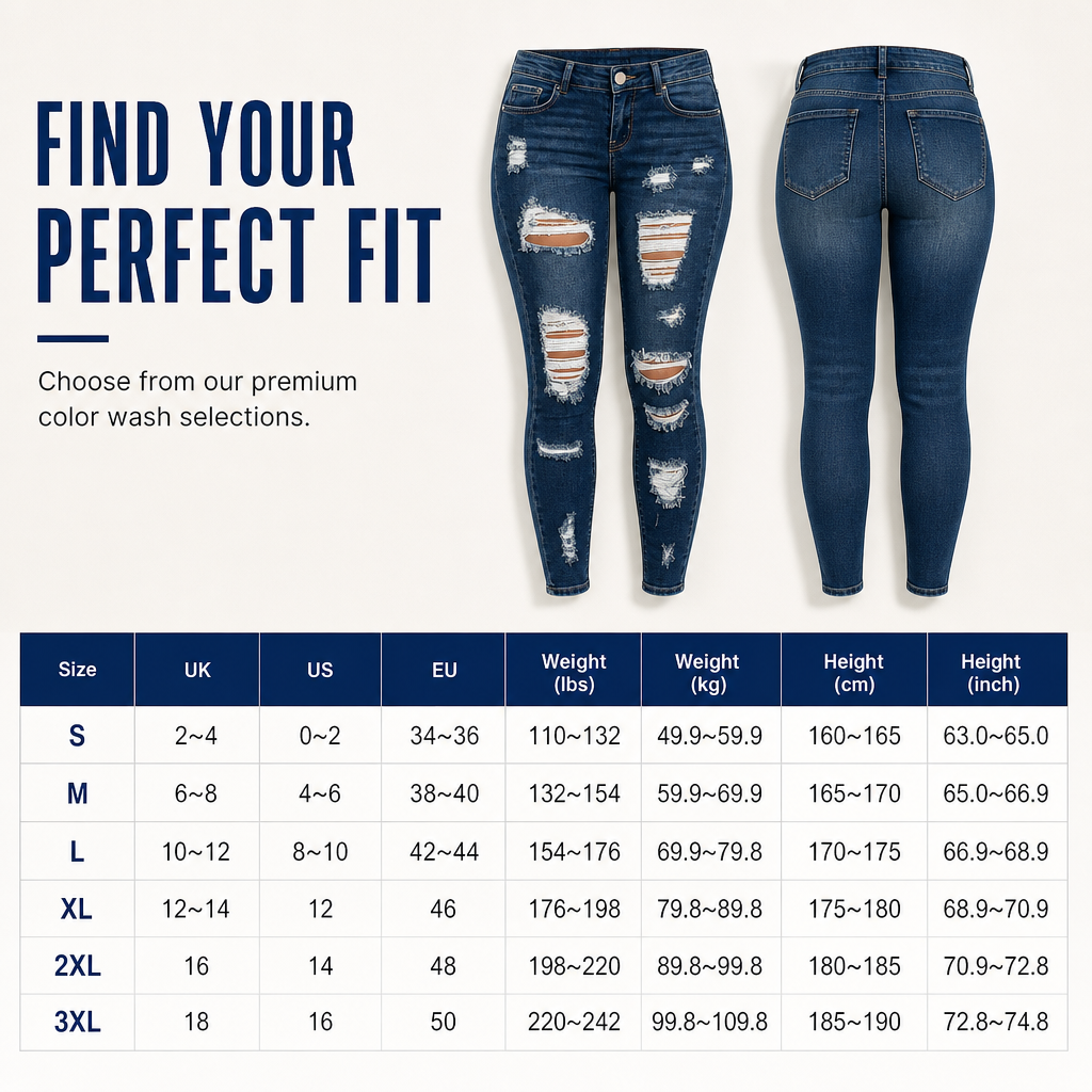Women's High Waisted Ripped Skinny Jeans Distressed Stretch Denim Pants