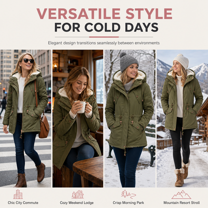 Women's Hooded Fleece-Lined Padded Winter Coat