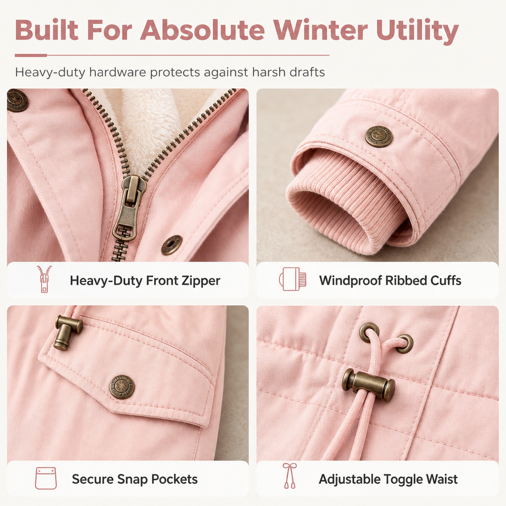 Women's Hooded Fleece-Lined Padded Winter Coat