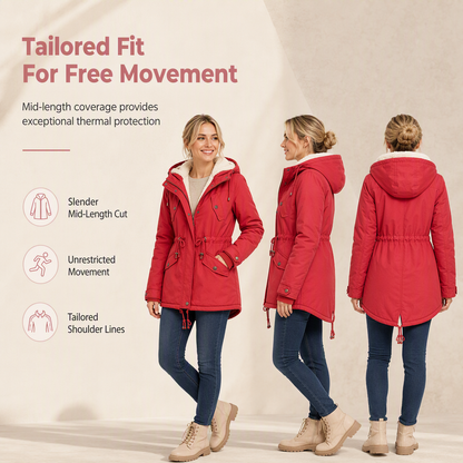 Women's Hooded Fleece-Lined Padded Winter Coat