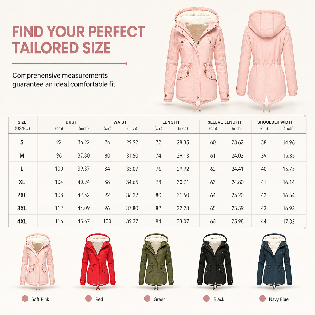 Women's Hooded Fleece-Lined Padded Winter Coat