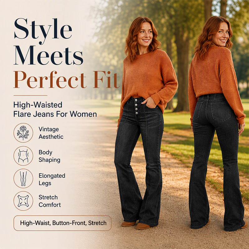 Women's High-Waisted Stretch Flare Jeans