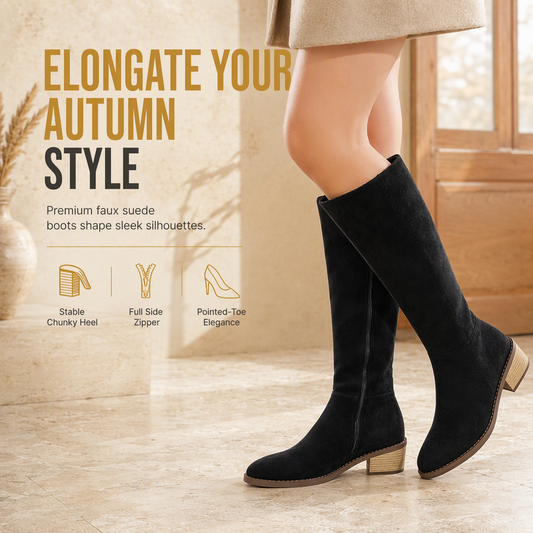 Women's Over the Knee Suede Chunky Heel Boots