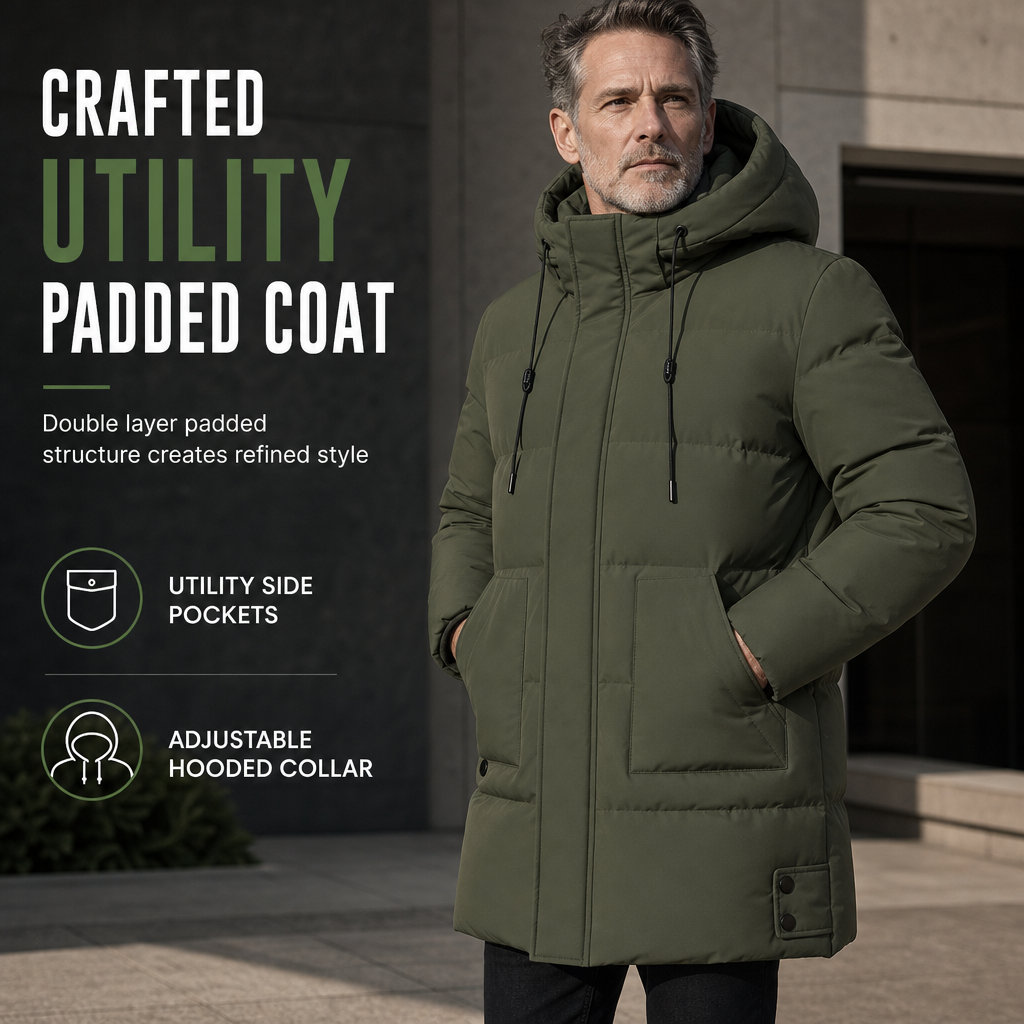 🧥 🔥 Men's Casual Mid-Length Padded Winter Thickened Warm Outerwear Coat Plus Size