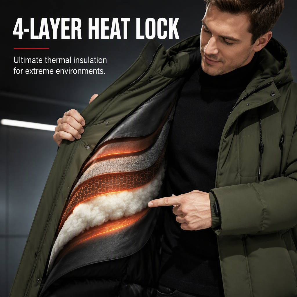 🧥 🔥 Men's Casual Mid-Length Padded Winter Thickened Warm Outerwear Coat Plus Size