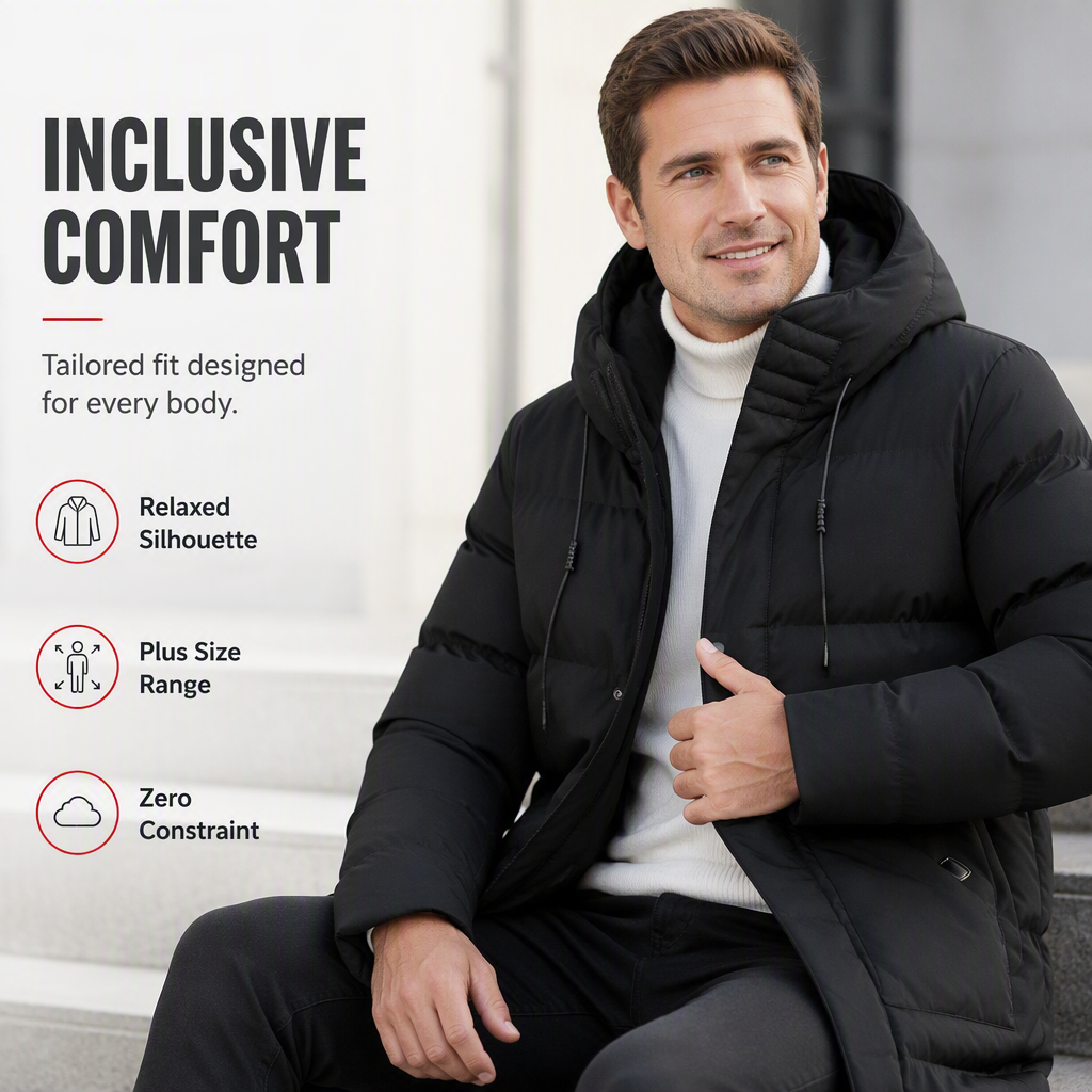 🧥 🔥 Men's Casual Mid-Length Padded Winter Thickened Warm Outerwear Coat Plus Size