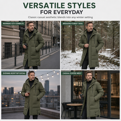 🧥 🔥 Men's Casual Mid-Length Padded Winter Thickened Warm Outerwear Coat Plus Size