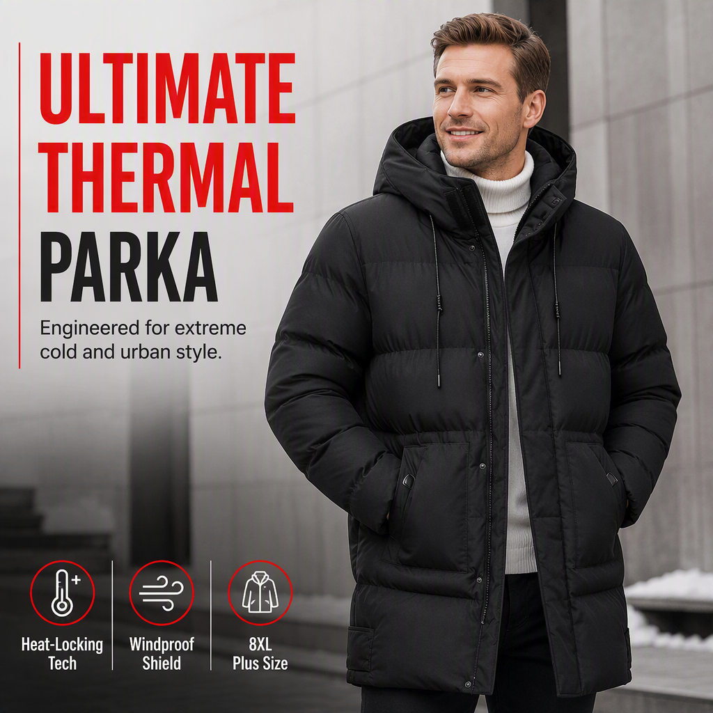 🧥 🔥 Men's Casual Mid-Length Padded Winter Thickened Warm Outerwear Coat Plus Size