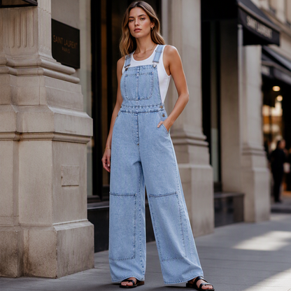 👖 Flattering High Waist, Effortless Wide-Leg Style | Women's Denim Jumpsuit ⚡ Free Shipping