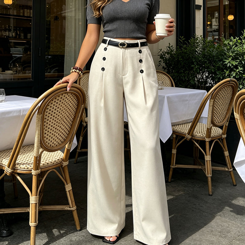 Women’s Elegant Double Breasted Wide-Leg Pants