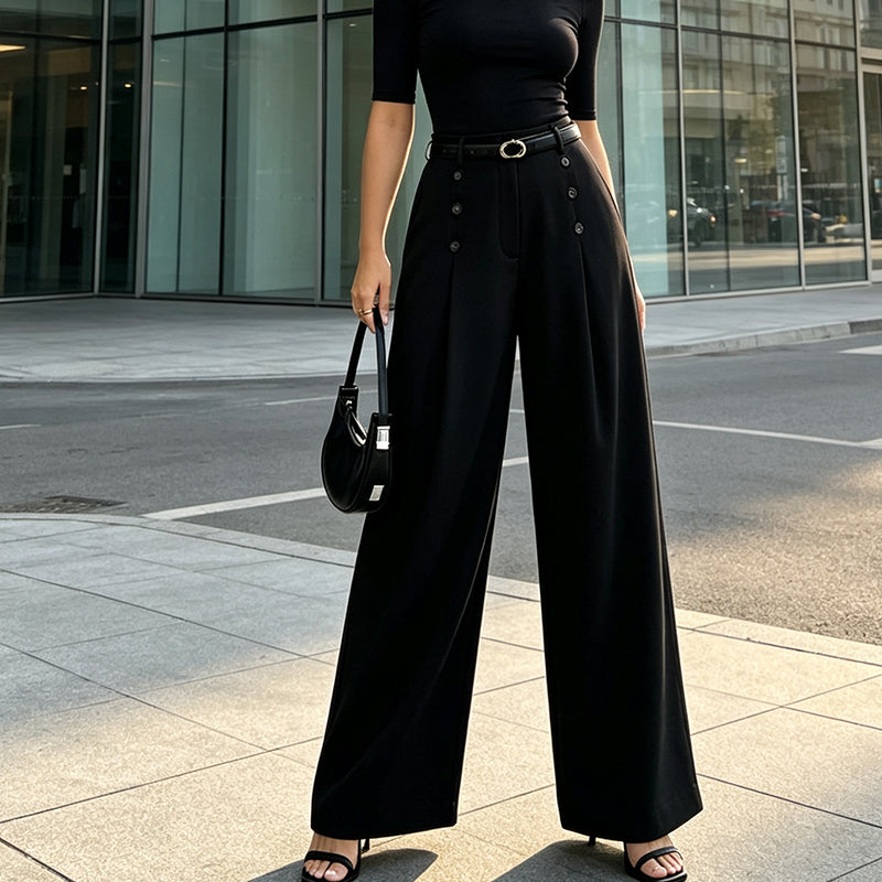 Women’s Elegant Double Breasted Wide-Leg Pants