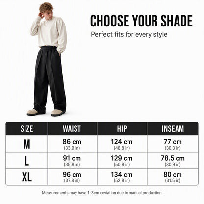 Men's Casual Pleated Wide-Leg Pants