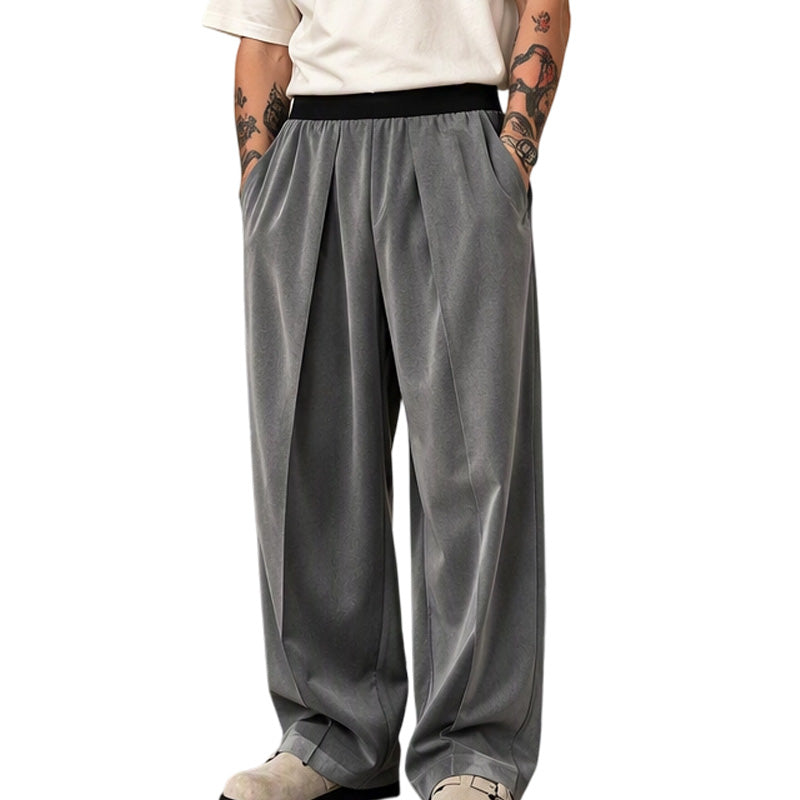 Men's Casual Pleated Wide-Leg Pants