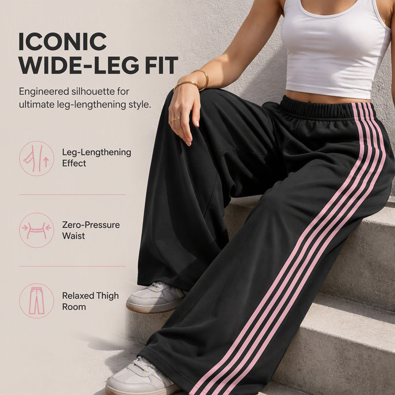 Women's Wide-Leg Sweatpants with Side Stripes