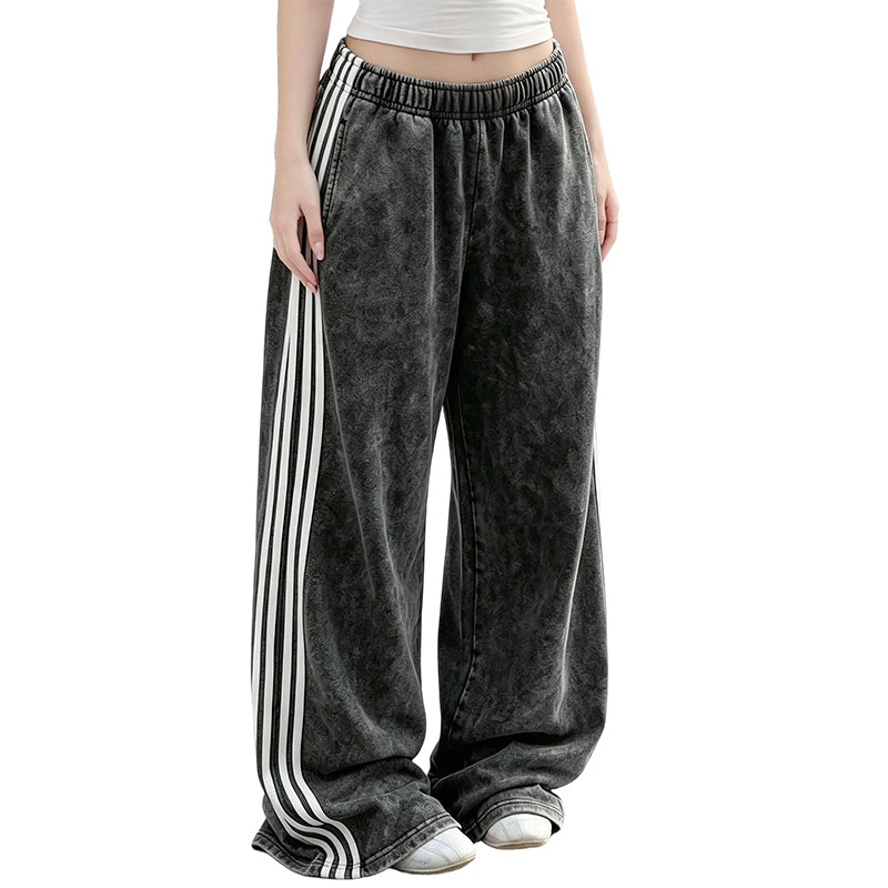 Women's Wide-Leg Sweatpants with Side Stripes