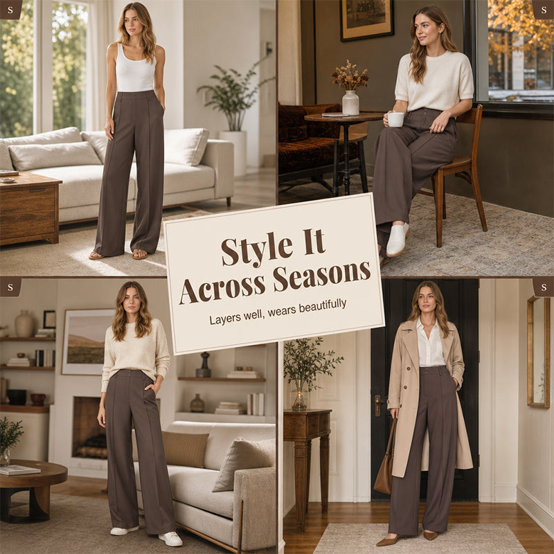 Women's High-Waisted Wide-Leg Pants
