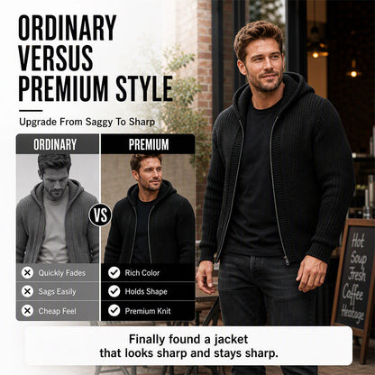 Men's Casual Zip-Up Hooded Knit Sweater