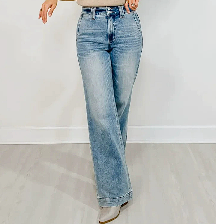✨👖Women's High Waisted Flare Jeans Stretch Denim Slim Fit Pants with Double Button Waist