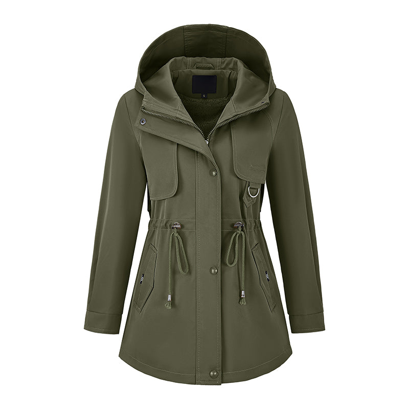 Women's Casual Warm Mid-Length Hooded Jacket