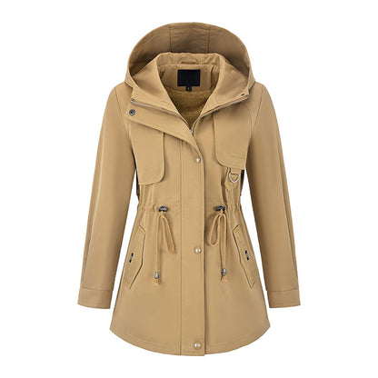 Women's Casual Warm Mid-Length Hooded Jacket