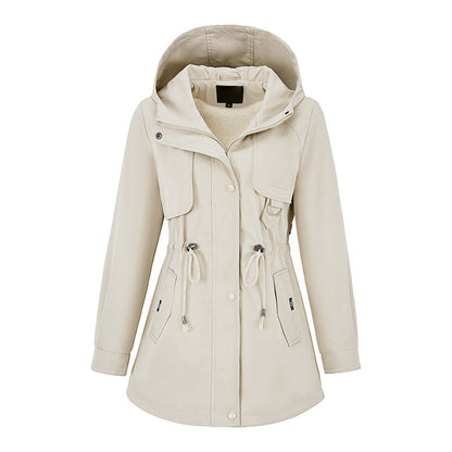 Women's Casual Warm Mid-Length Hooded Jacket