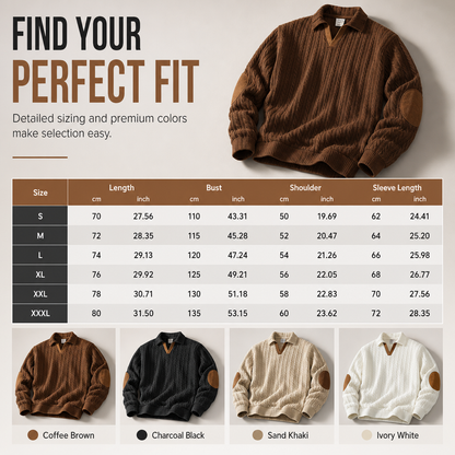 Men's Casual Solid Color Collared Pullover Sweatshirt