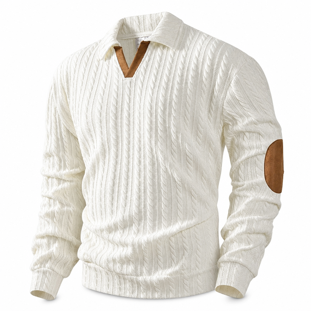 Men's Casual Solid Color Collared Pullover Sweatshirt