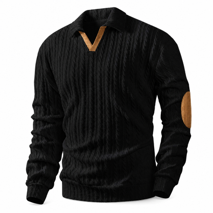 Men's Casual Solid Color Collared Pullover Sweatshirt