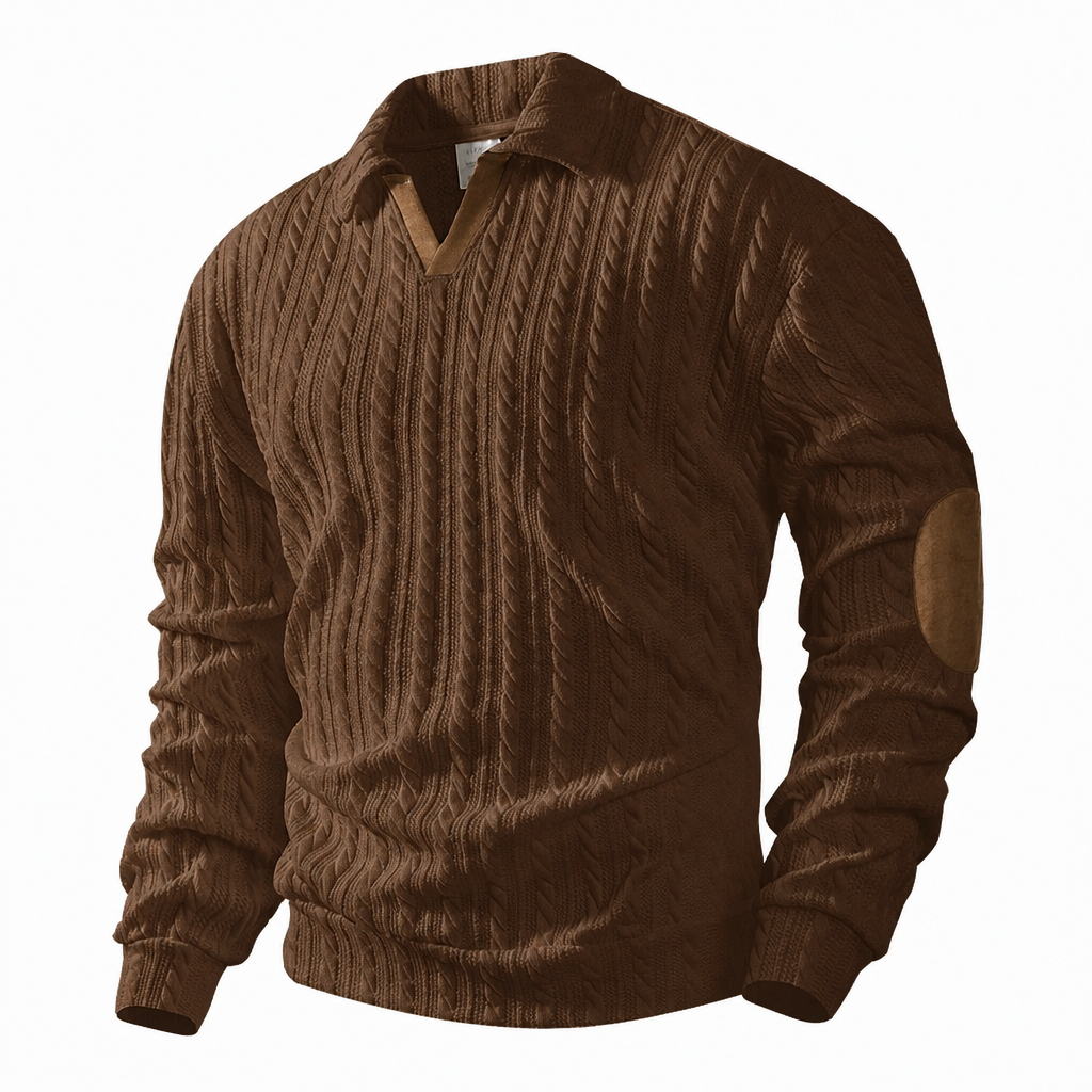 Men's Casual Solid Color Collared Pullover Sweatshirt