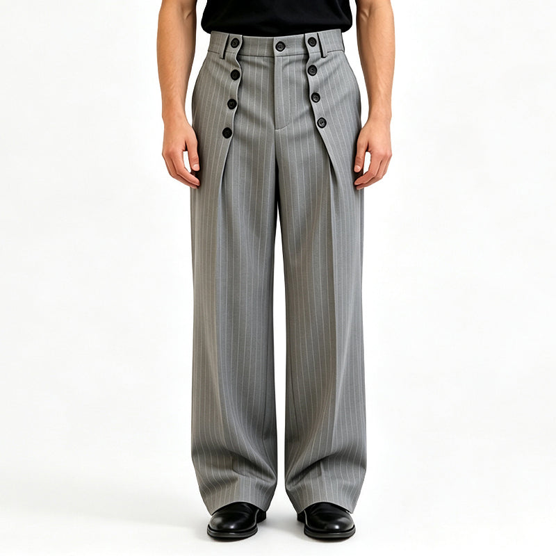 Men's Chic High-Waisted Double-Breasted Drape Pants