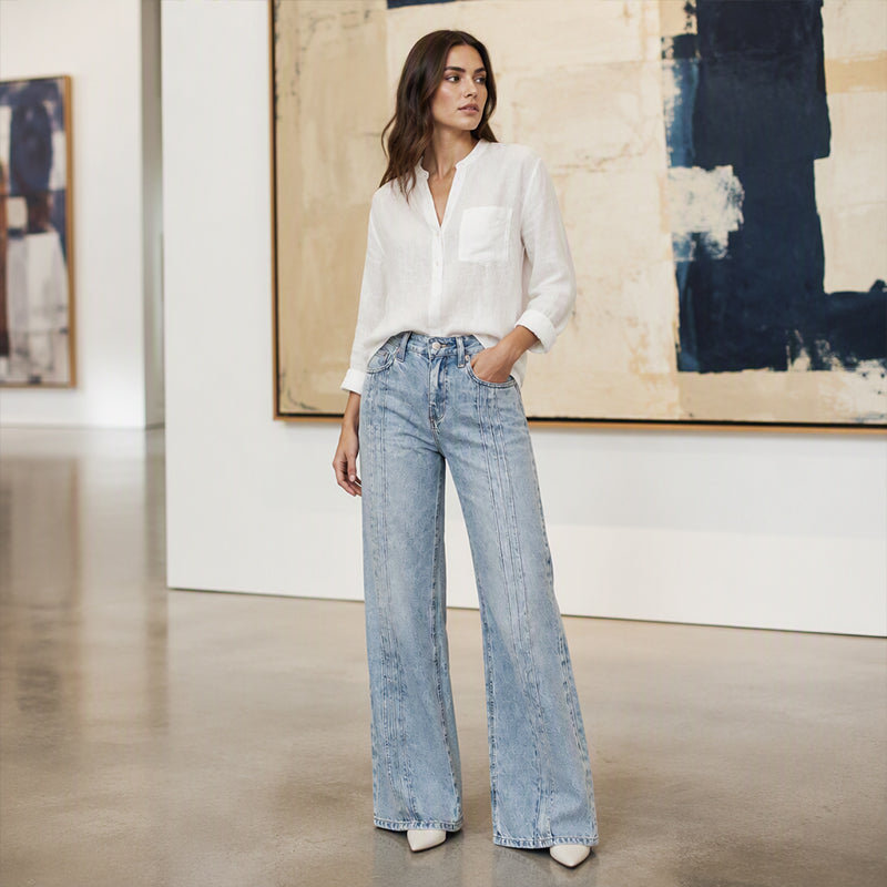 Women's Wide-Leg Jeans with Front Seams