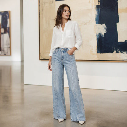 Women's Wide-Leg Jeans with Front Seams