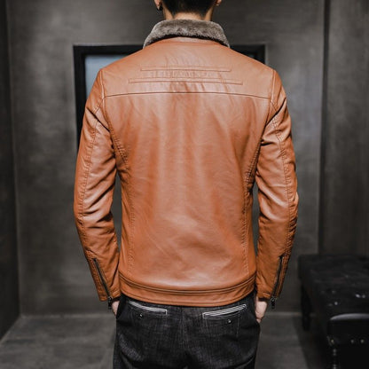 🧥 Plush-Lined Warmth, Refined Leather-Look Style | Men's Zip Jacket