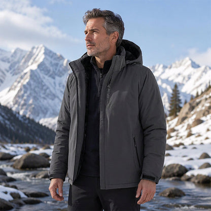 Men's Plush-Lined Waterproof Hooded Jacket