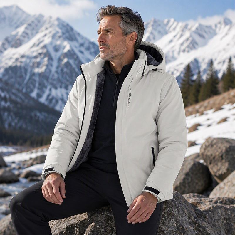 Men's Plush-Lined Waterproof Hooded Jacket