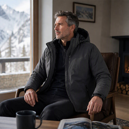Men's Plush-Lined Waterproof Hooded Jacket
