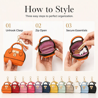 Mini Shell Bag Keychain PU Leather Lipstick Coin Purse