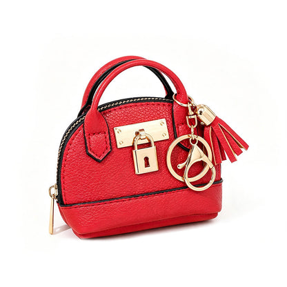 Mini Shell Bag Keychain PU Leather Lipstick Coin Purse