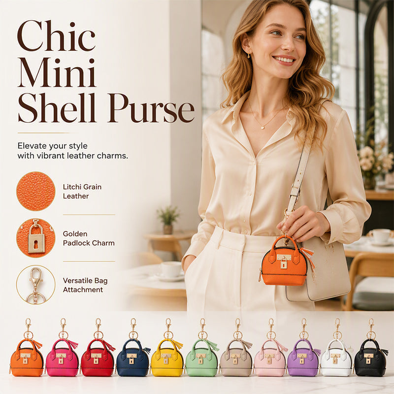 Mini Shell Bag Keychain PU Leather Lipstick Coin Purse