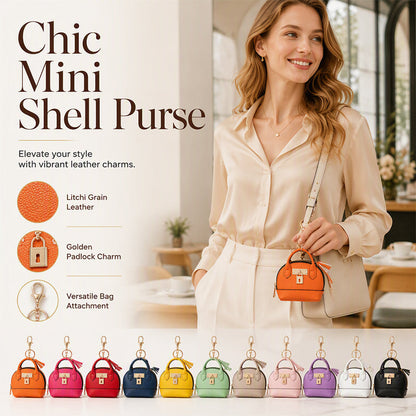 Mini Shell Bag Keychain PU Leather Lipstick Coin Purse