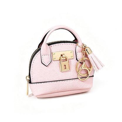 Mini Shell Bag Keychain PU Leather Lipstick Coin Purse